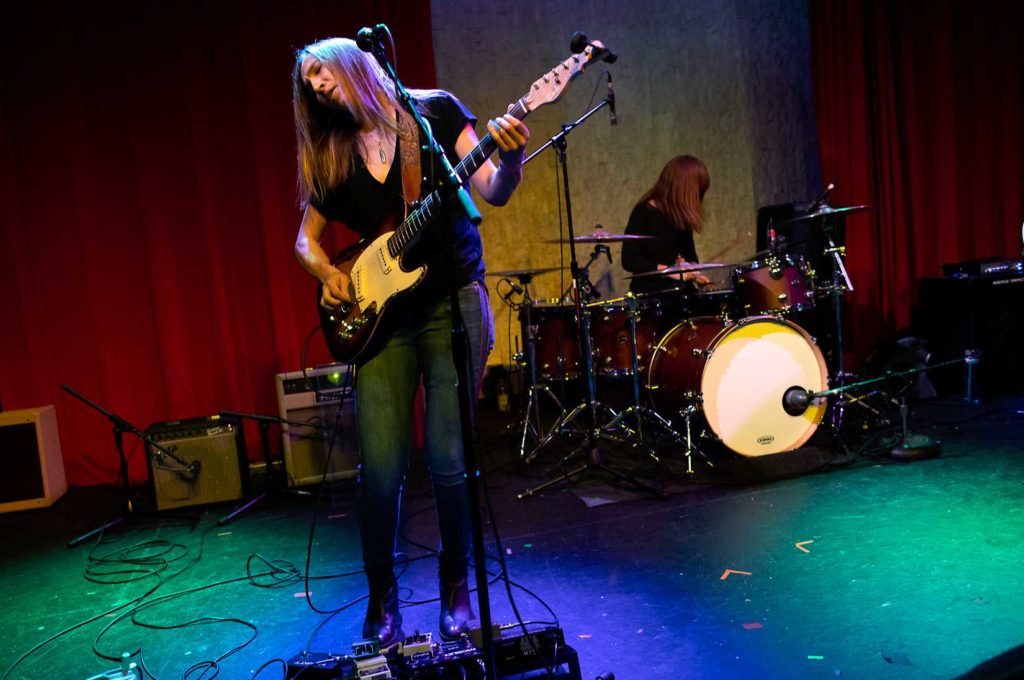 Womanish Girl band, Katy Guillen, guitar, and Stephanie Williams, drums