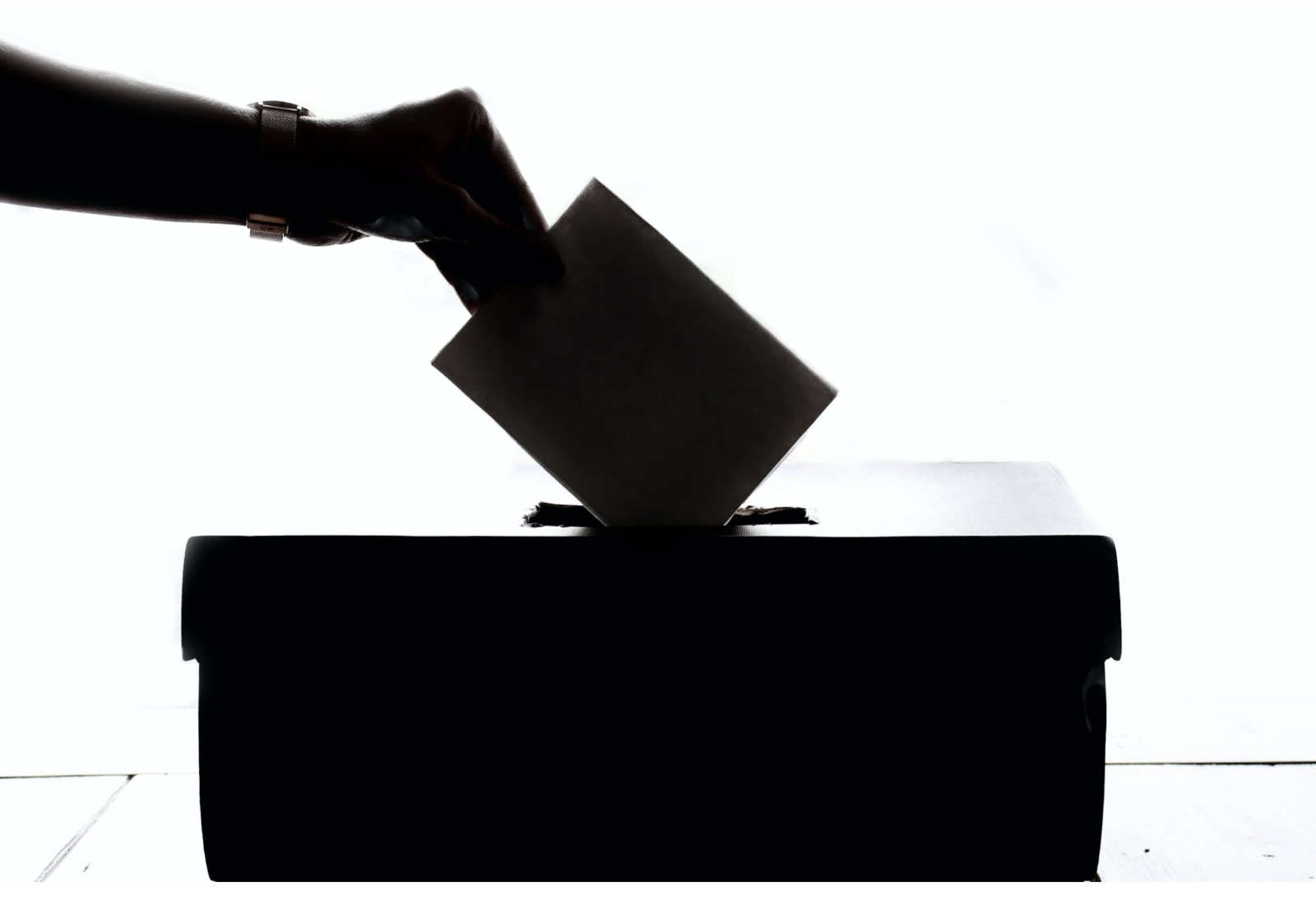 image of a hand putting a ballot into a box