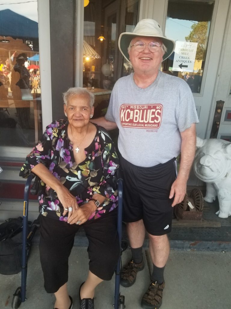 "Queen" Marvine McKeithen of teh Paxico Blues Fest with KCBS Board member Ron Clond