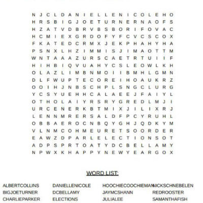 Wordsearch for December 2022