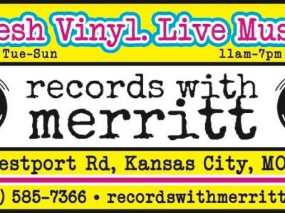 Records with Merritt banner, Westport Road, Kansas City MO