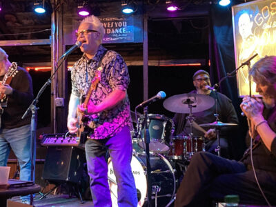 Houserockers (Bill Dye, Patrick Recob, Jaisson Taylor and John Paul Drum) in Knuckleheads Gospel Lounge, 2023, photo courtesy Elise Del Vecchio