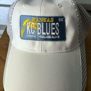 Kansas license plate, keeping the blues alive, on a white hat